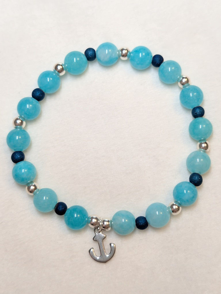 Amazonit Armband mit Edelstahl & Anker | Energiearmband | Handgemacht