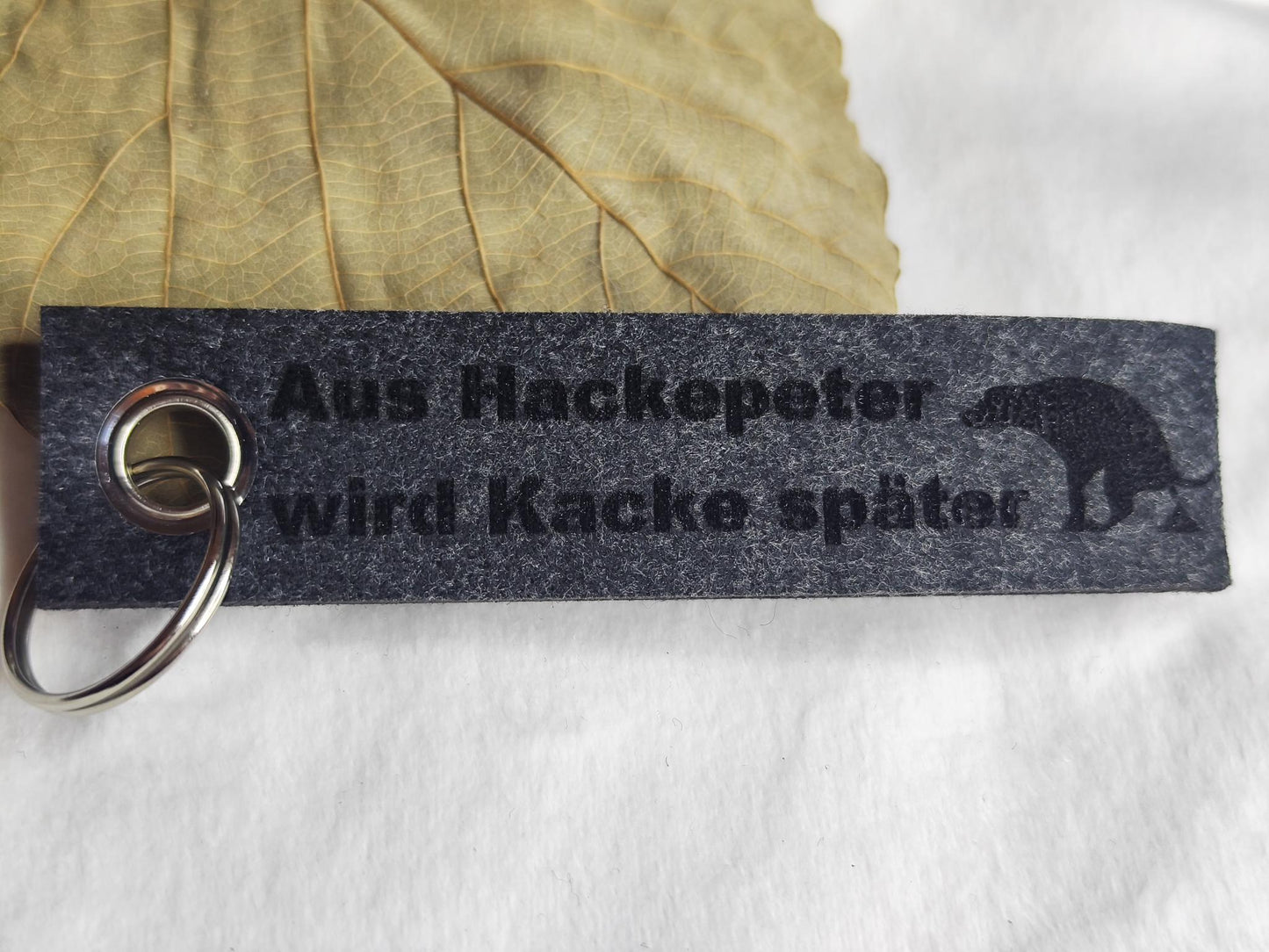 Filz Schlüsselanhänger personalisiert | Wunschtext u. verschiedene Designs | Geschenkidee | Lasergravur | Anhänger mit Schriftzug