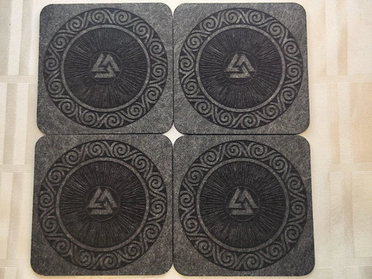 Valknut Filzuntersetzer-Set (4 Stück) – nordisches Symbol der Krieger & Ewigkeit