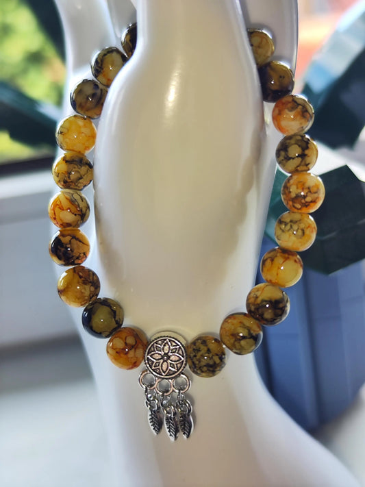 Gelb-Orange Armband mit Traumfänger-Anhänger