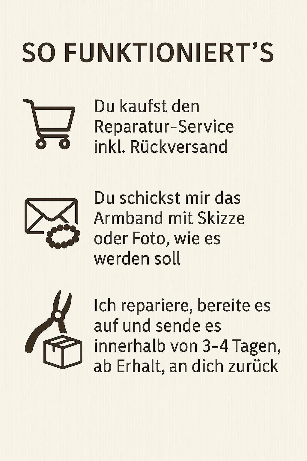 Reparatur Armband – Perlenarmband / Edelsteinarmband neu auffädeln – Gummiarmband Reparatur Service Schmuck