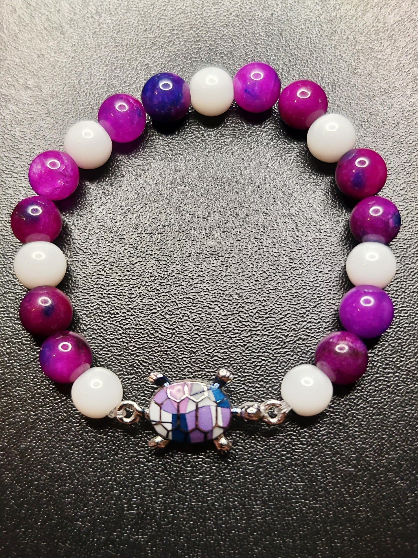 Handmade Armband mit Achat & Jadeperlen – Schildkröten Anhänger