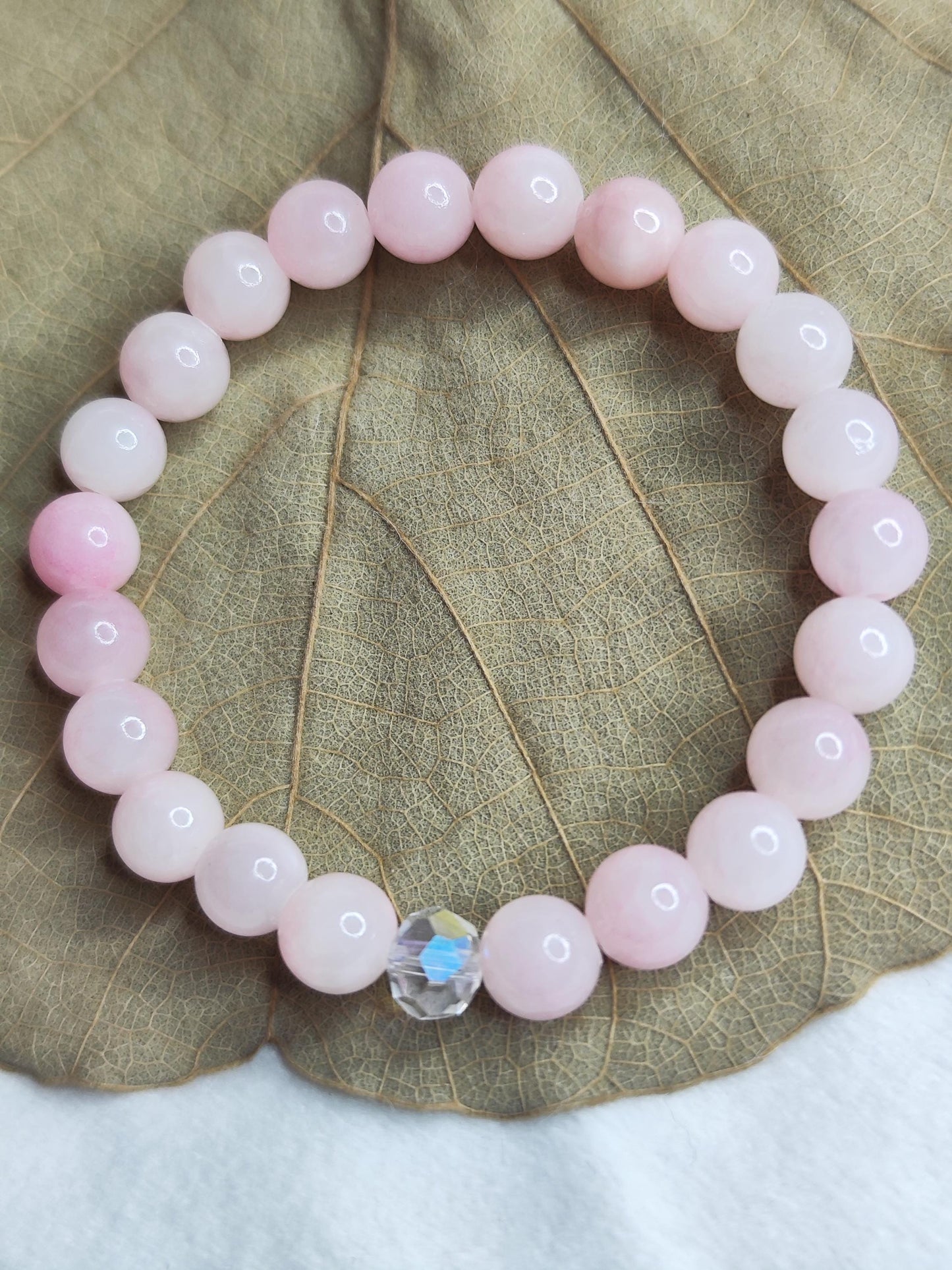 Rosenquarz Armband | Edelstein Armband Pink | Glasschliffperle | Naturstein Schmuck Handmade | Geschenk für Frauen | Liebe & Harmonie