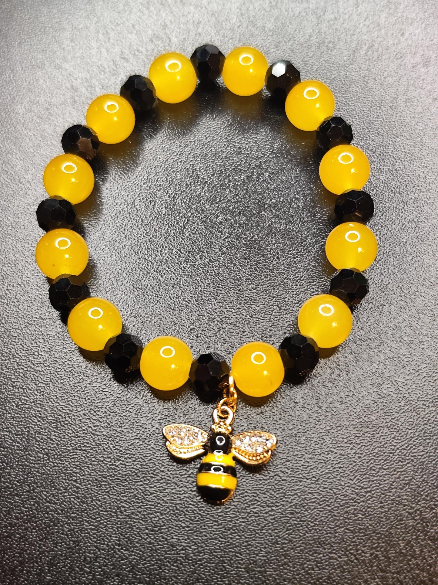 Schmuckset „Busy Bee“ – Gelbe Jade & Glasschliffperlen - Ohrringe und Armband