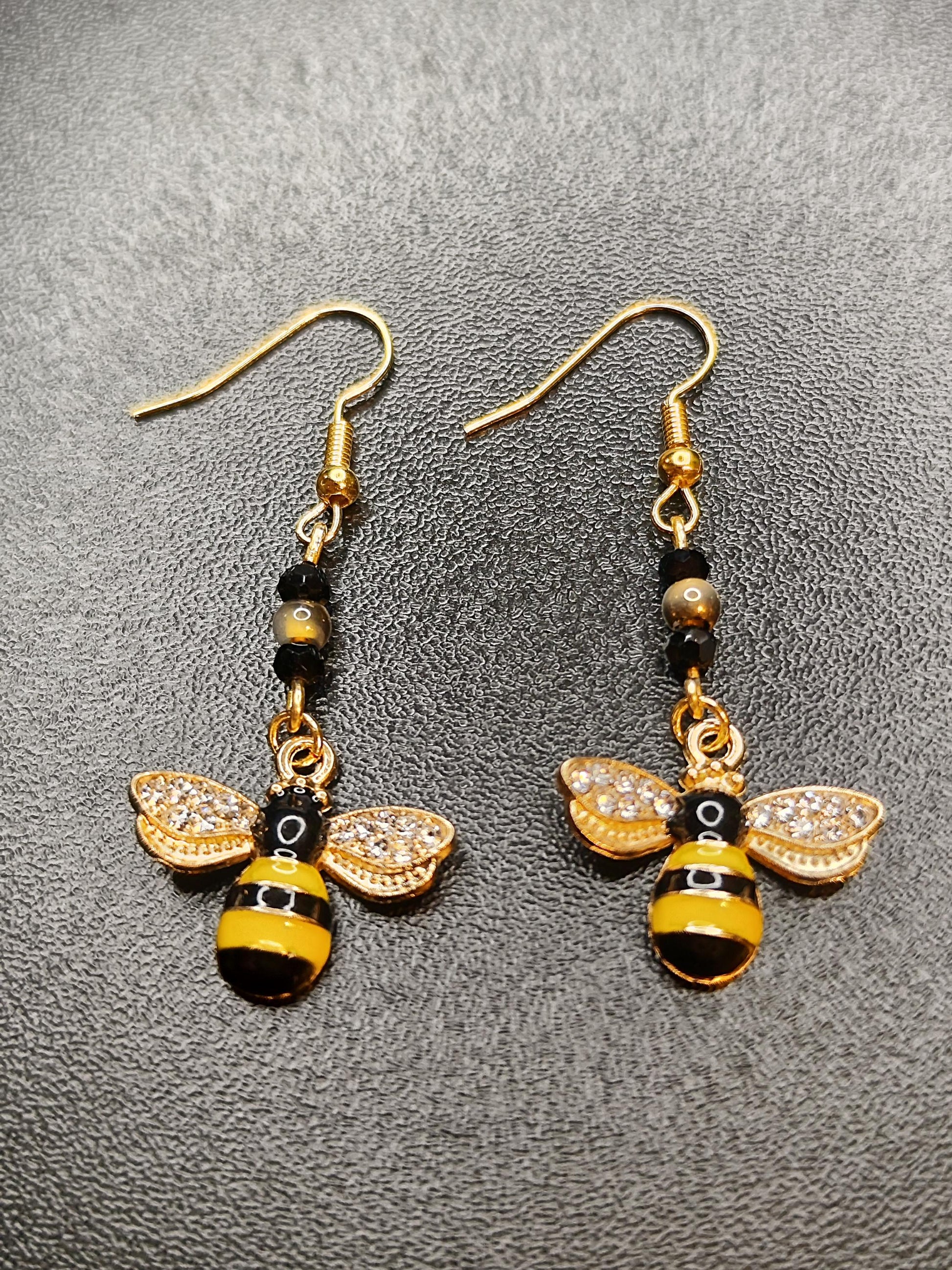 Schmuckset „Busy Bee“ – Gelbe Jade & Glasschliffperlen - Ohrringe und Armband